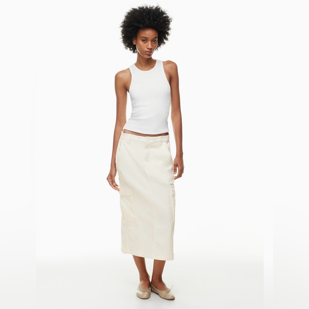 Aritzia TNA Troop Cargo Maxi Skirt White Exclusive TNA embroidery Size 12 - Picture 2 of 15